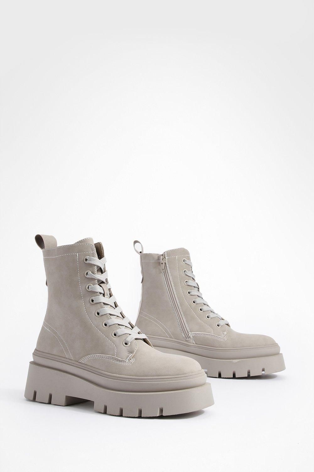 Ботинки походные Boohoo на двойной подошве, серый — фото 2