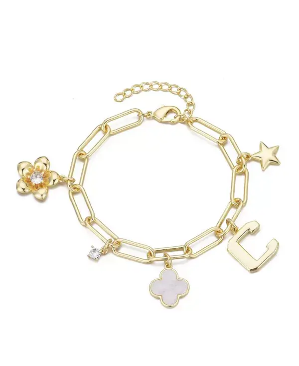 

Золотой браслет с инициалами и массивными подвесками Adornia, gold-c