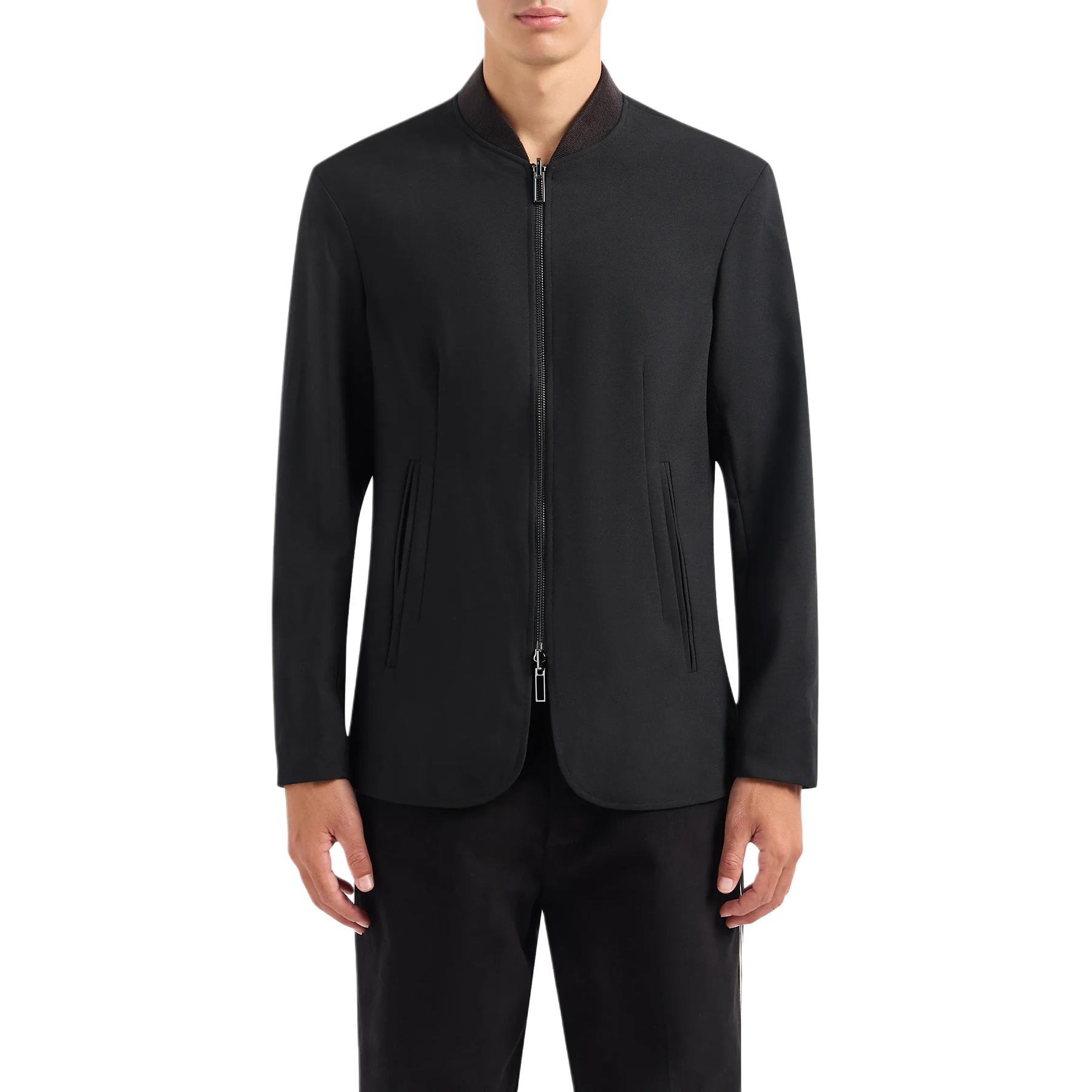 EMPORIO ARMANI Длинный застегивающийся на молнию жакет, Black — фото 4