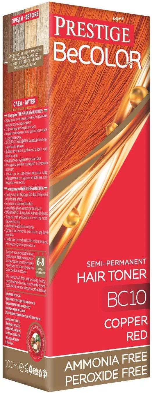 Полуперманентная краска для волос «Becolor Tint Semi Permanent Brass Red BC10» от VIPs Prestige Vip'S Prestige, 10