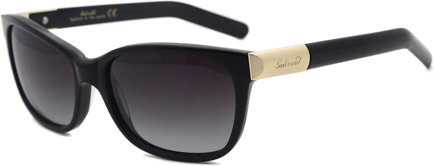 

Ретро-солнцезащитные очки квадратной формы для женщин, модные поляризованные солнцезащитные очки, защита от УФ-излучения, толстая оправа SunCristal, Black