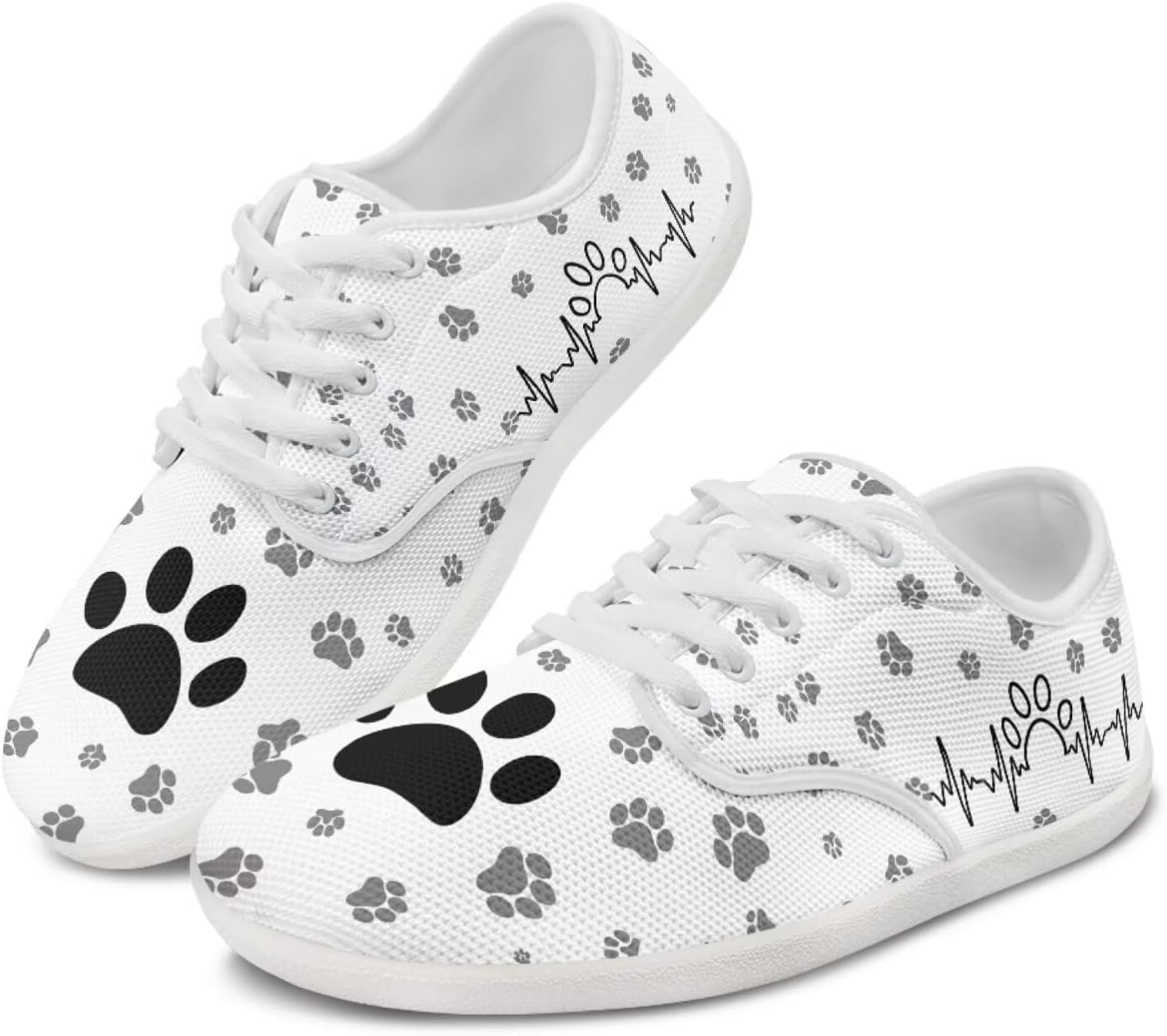 

Кроссовки Forchrinse Black Dog с отпечатком лапы, для прогулок, женские и мужские, низкие, минималистичные босоножки с широким носком, удобные обувь для повседневной носки и работы, белый