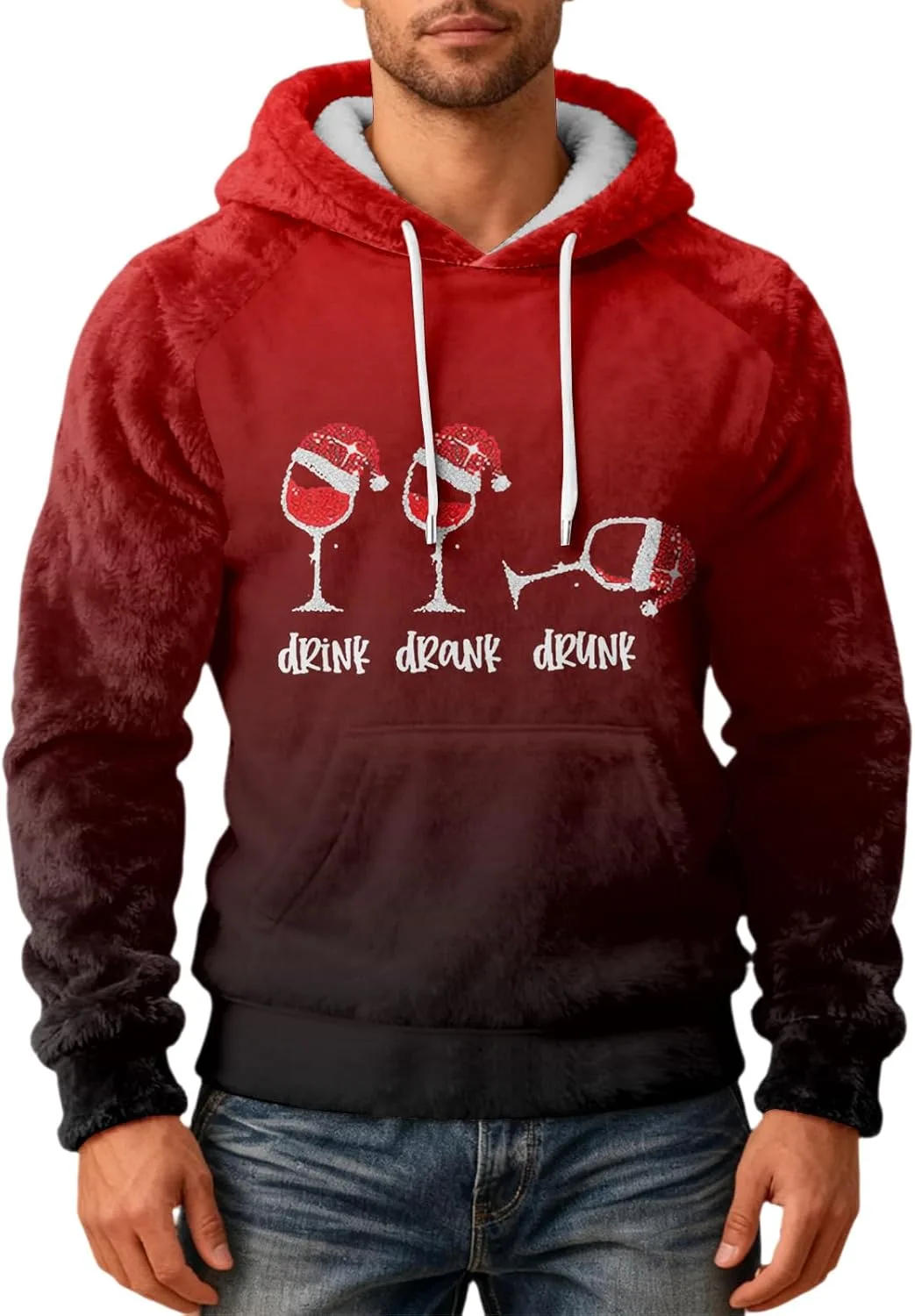 

Толстовка Ugly Christmas для мужчин, зимняя Sherpa с капюшоном FQZWONG