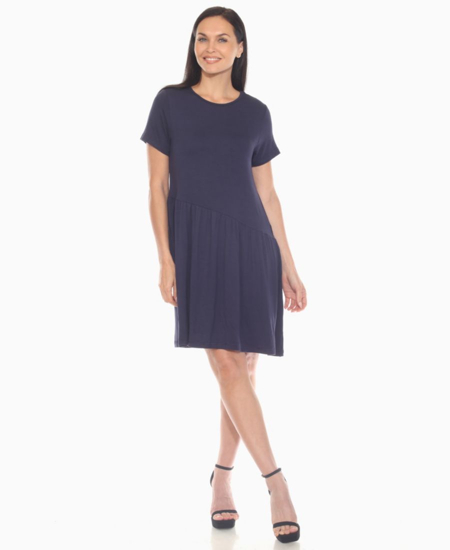

Женское платье-трапеция с асимметричной талией и короткими рукавами White Mark, Navy