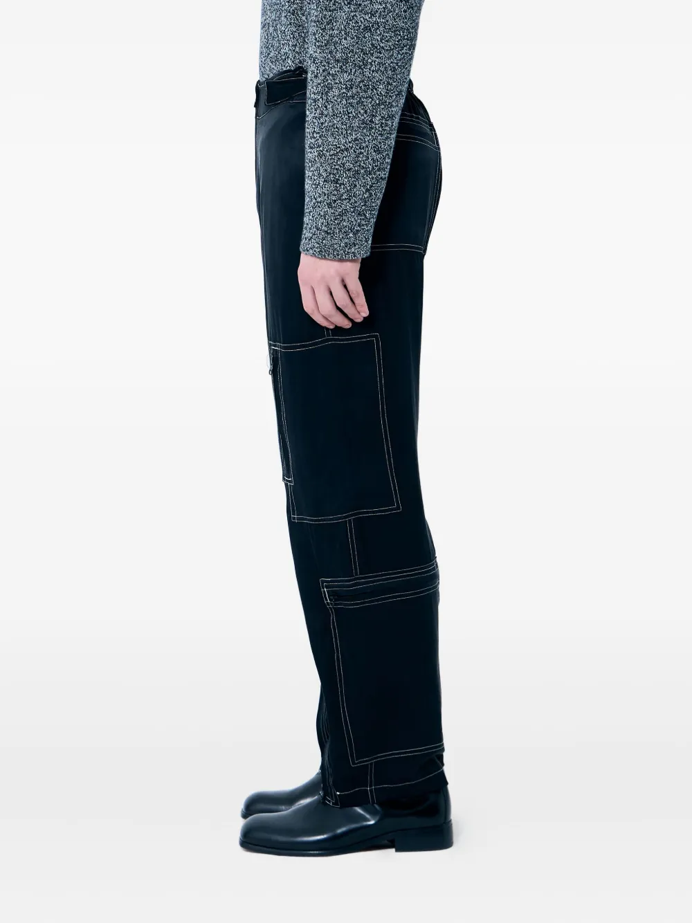 

Атласные брюки T.D. с декоративной строчкой NÒMARYTHM TEXTILE, черный