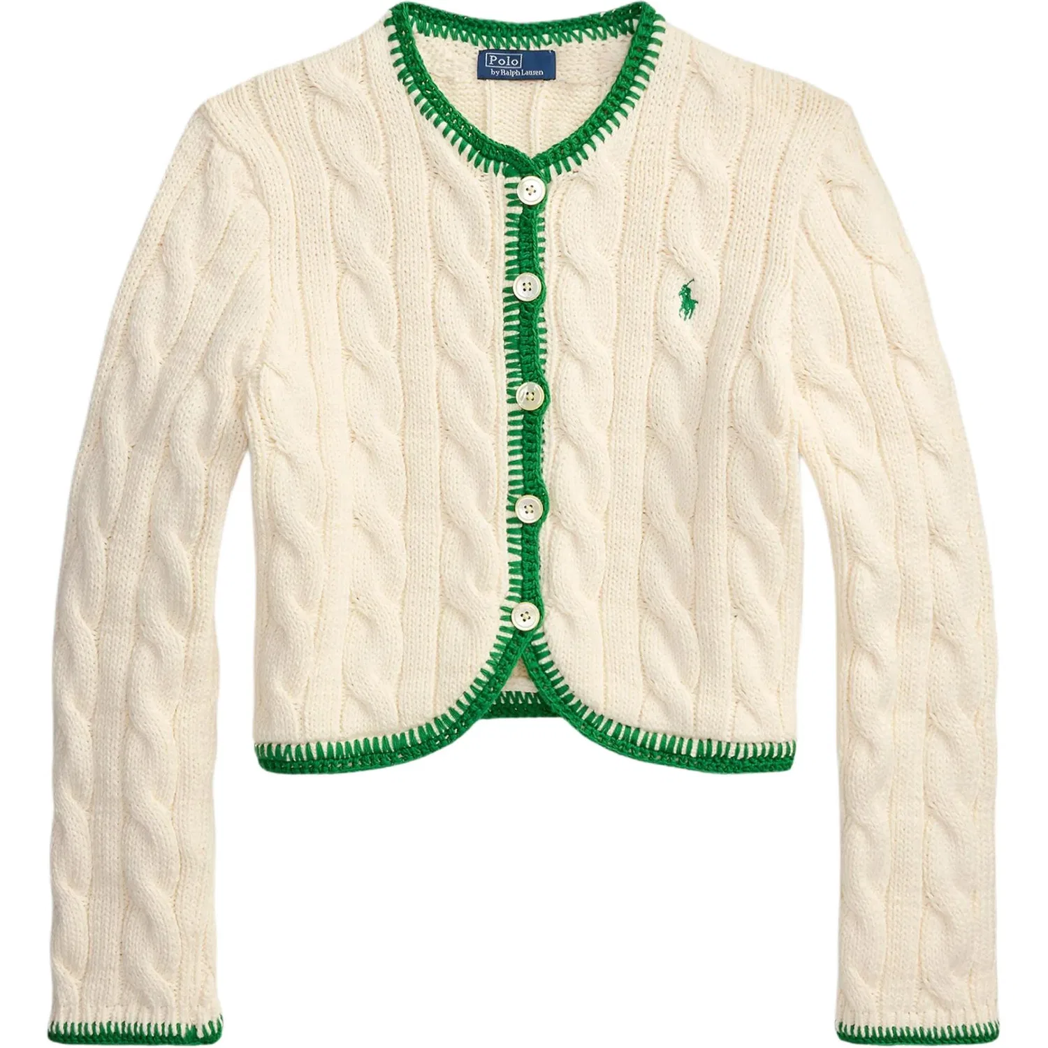 Кардиган из трикотажа с контрастной отделкой Polo Ralph Lauren, Beige