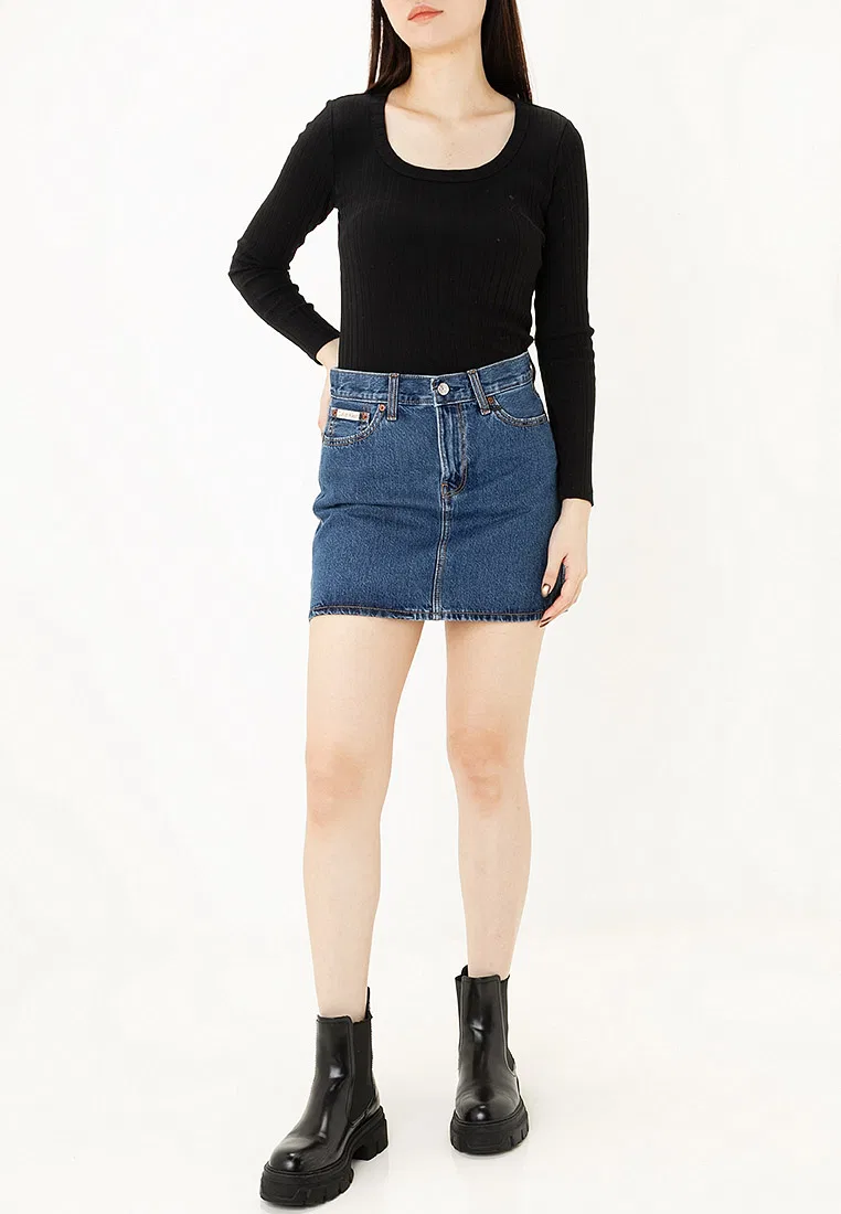 Топ трикотажный облегающий, Slim Fit Calvin Klein, черный — фото 4