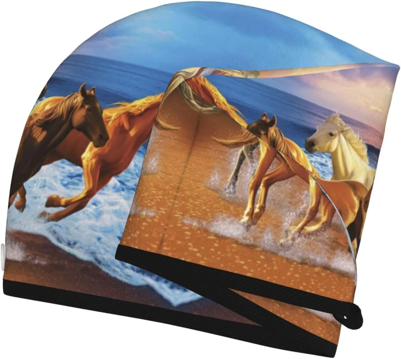 Сухая шапочка для волос OCELIO, 64x26 см, Horses on the beach — фото 3
