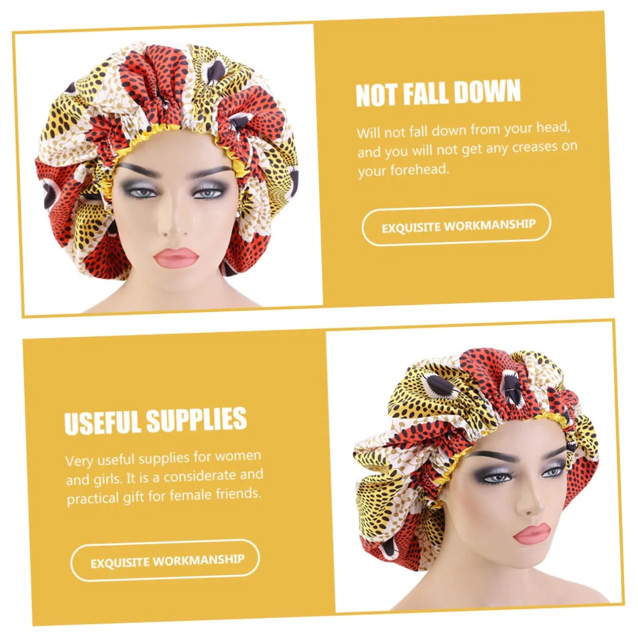 Шапочка для душа Satin Sleep Cap, WRITWAA, 38x38x1 см, Yellow — фото 4