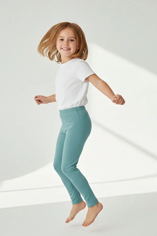 Детские леггинсы для девочек хлопковые с принтом Basics Twoo Kids, Turquoise — фото 3