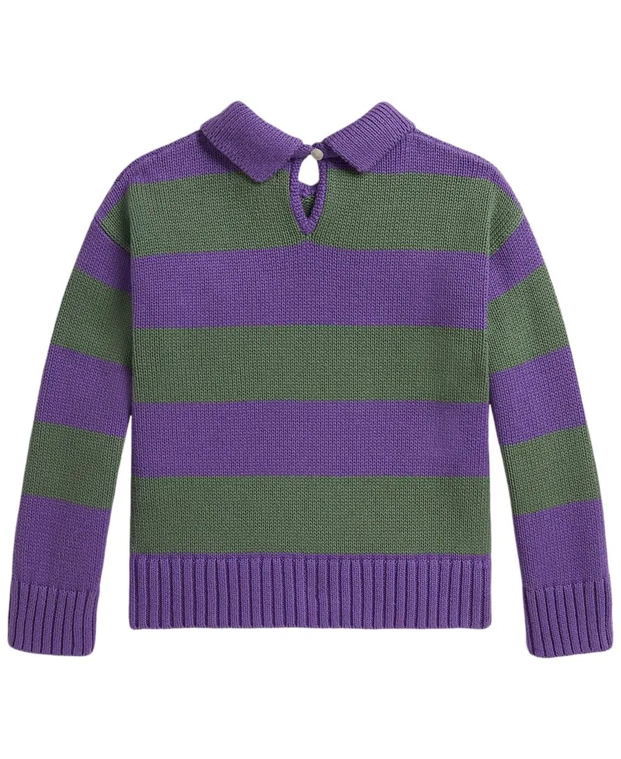 Свитер-поло с длинным рукавом в полоску Polo Ralph Lauren, Purple Lilac Multi — фото 2