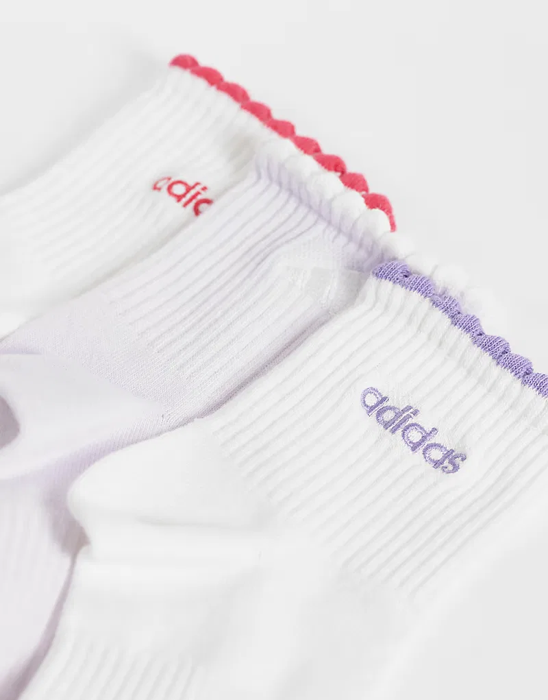 Носки низкие Training с рюшами 3 шт Adidas, белый/фиолетовый — фото 3