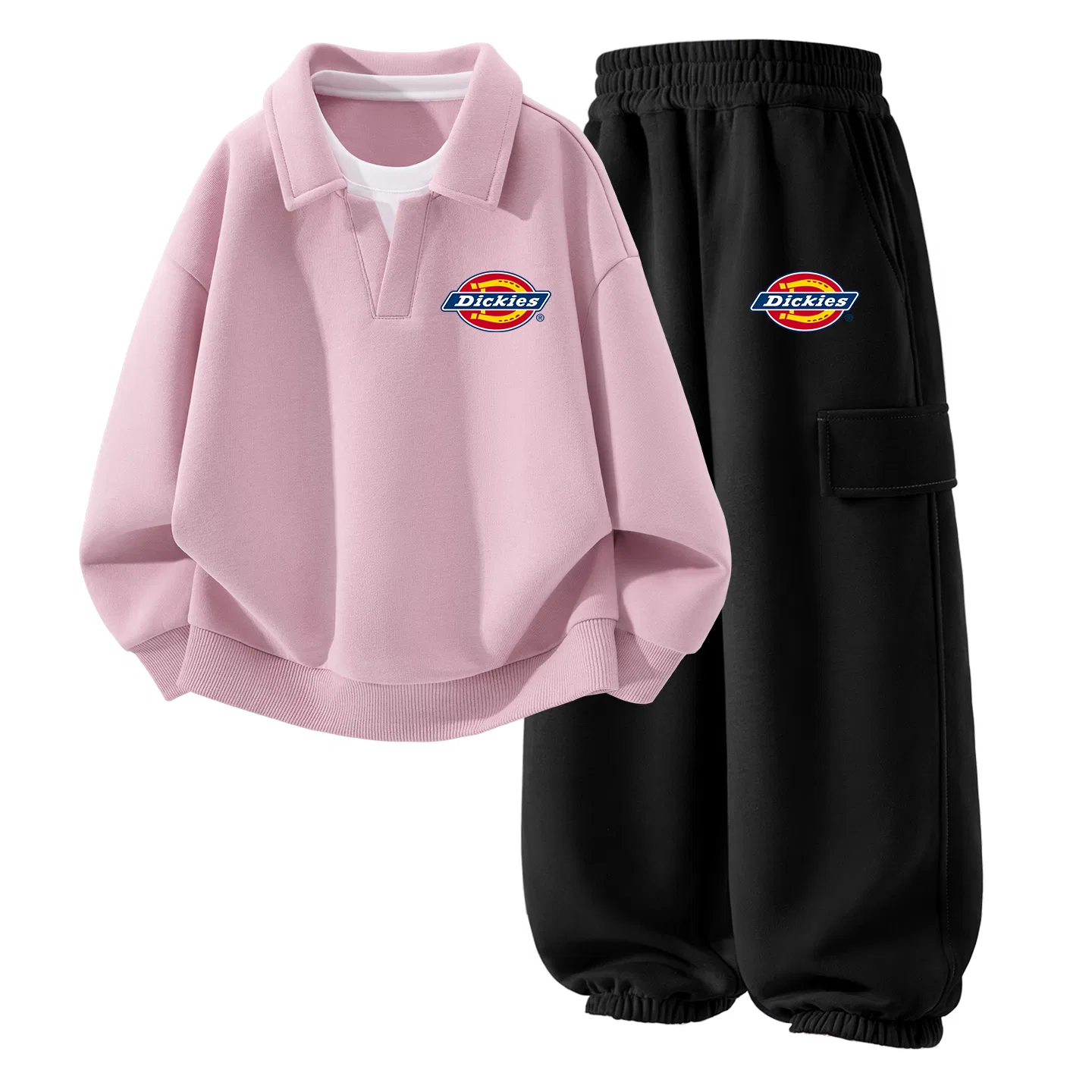 Детский спортивный костюм с воротником, модель Standard Thickened K, Dickies, Joylan Pink/Black