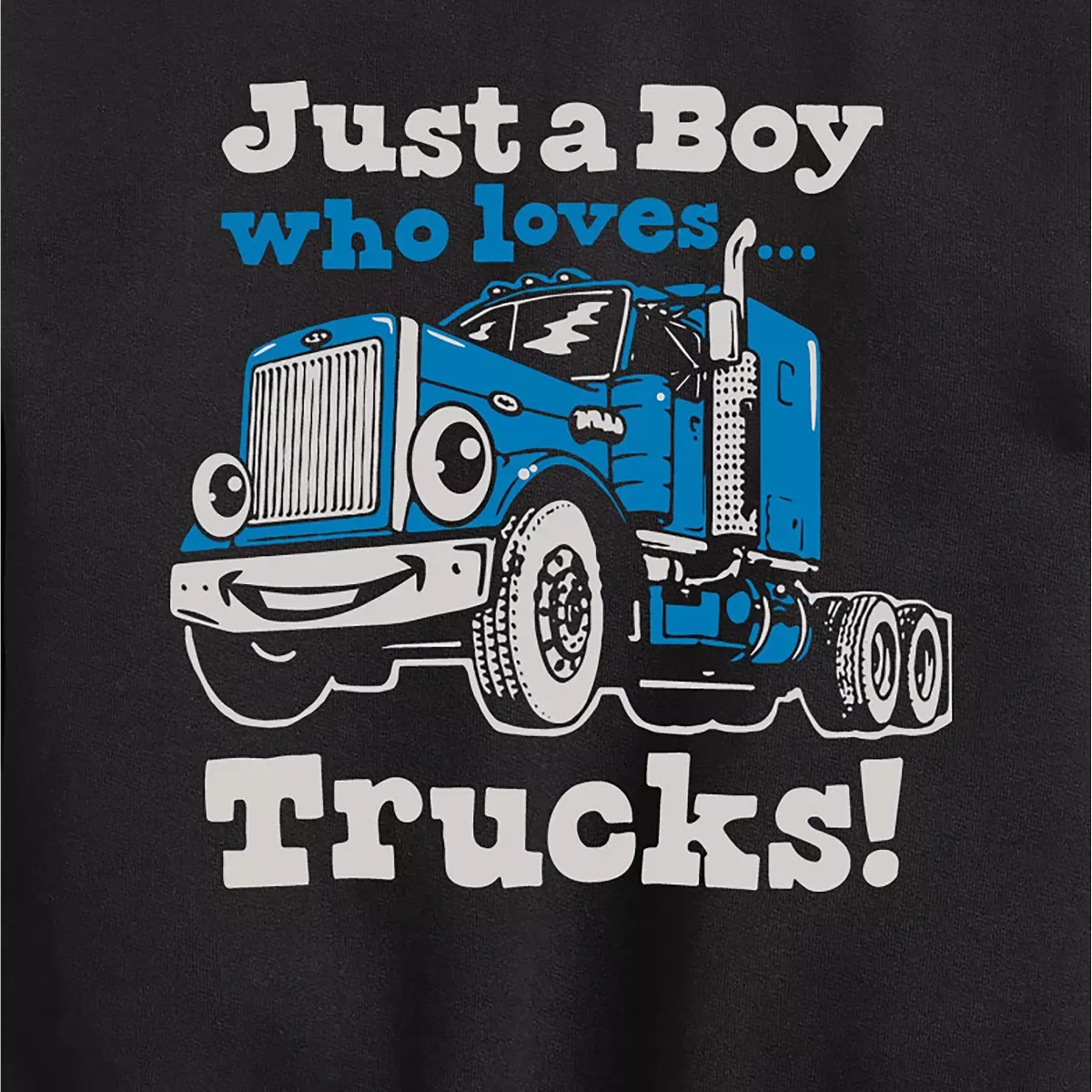 Детский свитшот с длинным рукавом с принтом Just A Boy Who Loves Trucks Instant Message, Black — фото 2