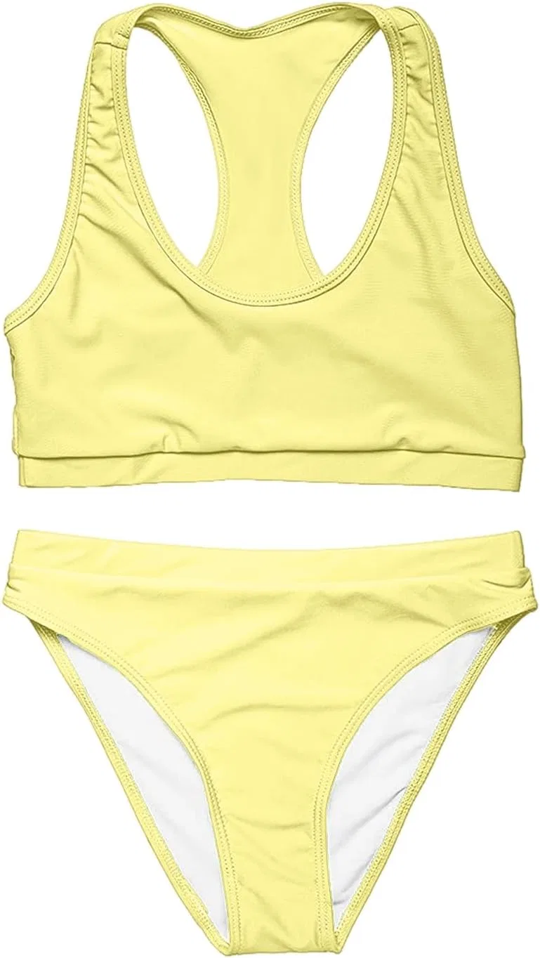 Женский купальный бикини-комплект с высокой талией, Yellow — фото 3