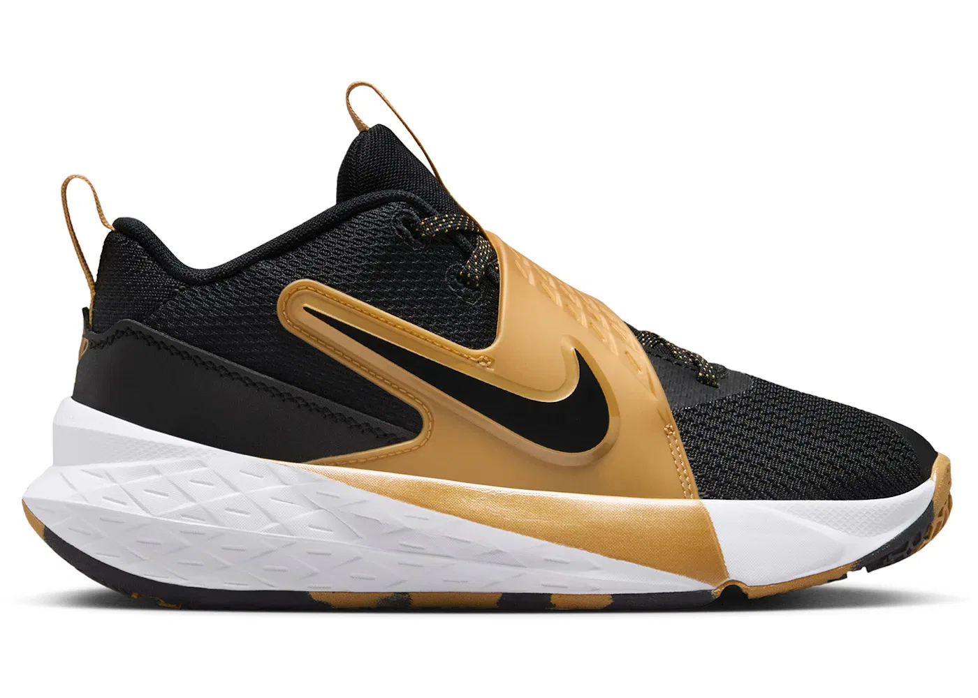 Детские спортивные кроссовки с длинным шнурком Nike Team Hustle D 12 Nike, Black/Metallic Gold/White/Black