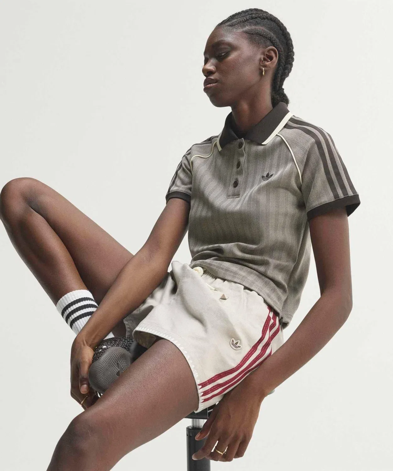 Женский поло-твид Slim Fit с принтом Adicolor Classics Adidas, Коричневый