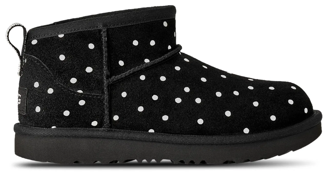 Детские ботинки для девочек из замши с блестящими точками Ultra Mini Shiny Dots UGG, серебристый/черный