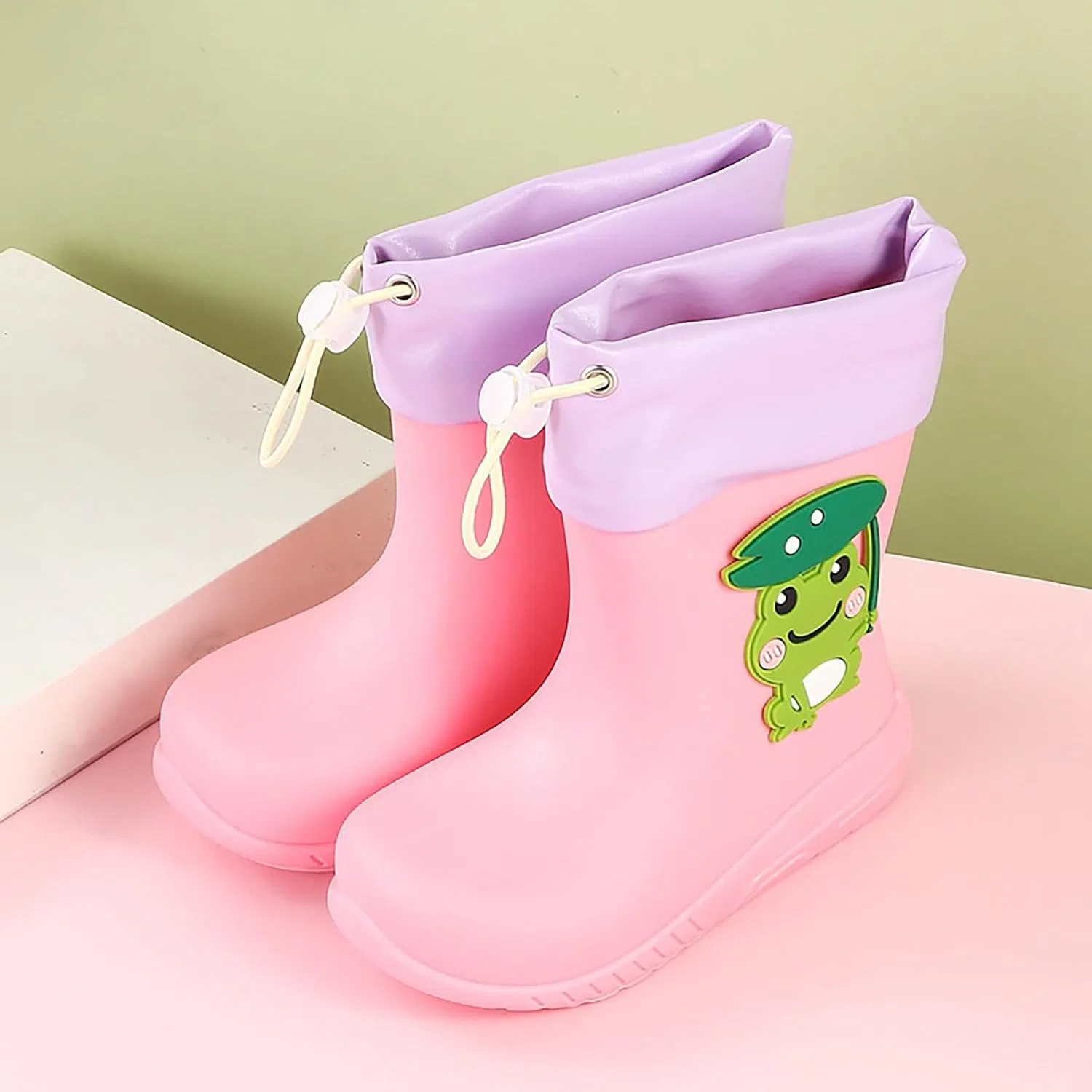 Детские сапоги дождевые с принтом динозавров Boys Girls Dinosaur Rain Boots, Pink — фото 3
