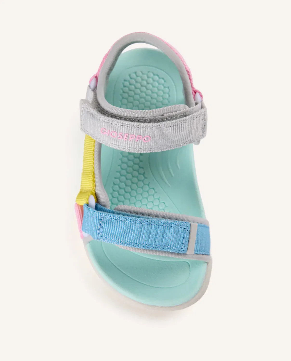 Детские сандалии для девочек с контрастными вставками Gioseppo, Gris / Rosa — фото 4