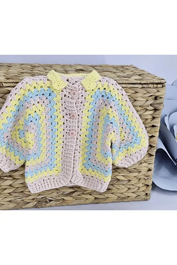 Детский кардиган для девочек хлопковый Hand Knitted Baby Girl Cardigan Evitle, Multicolor