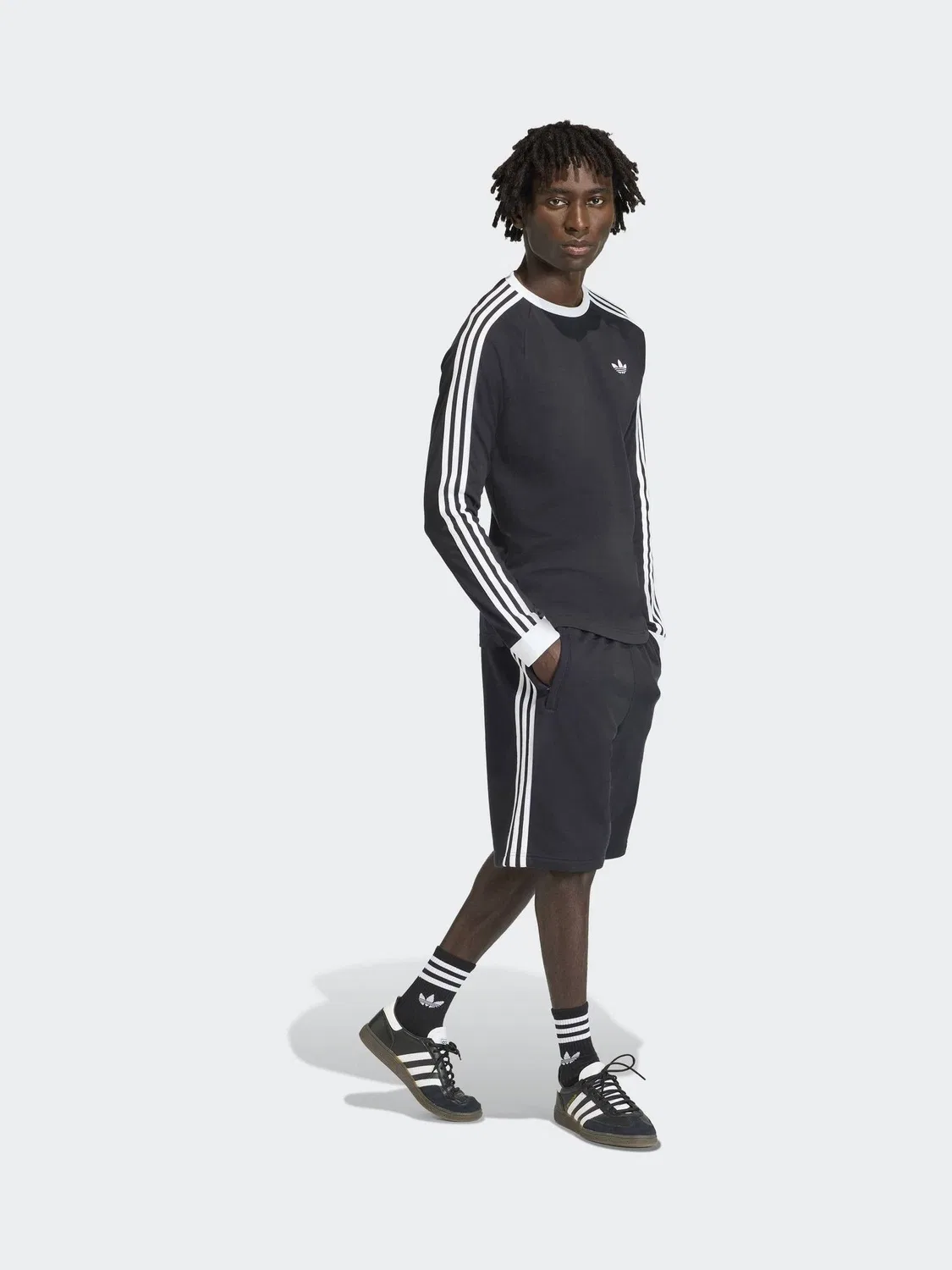 Шорты с утяжкой, 3-полосные, adidas Originals, черный — фото 3