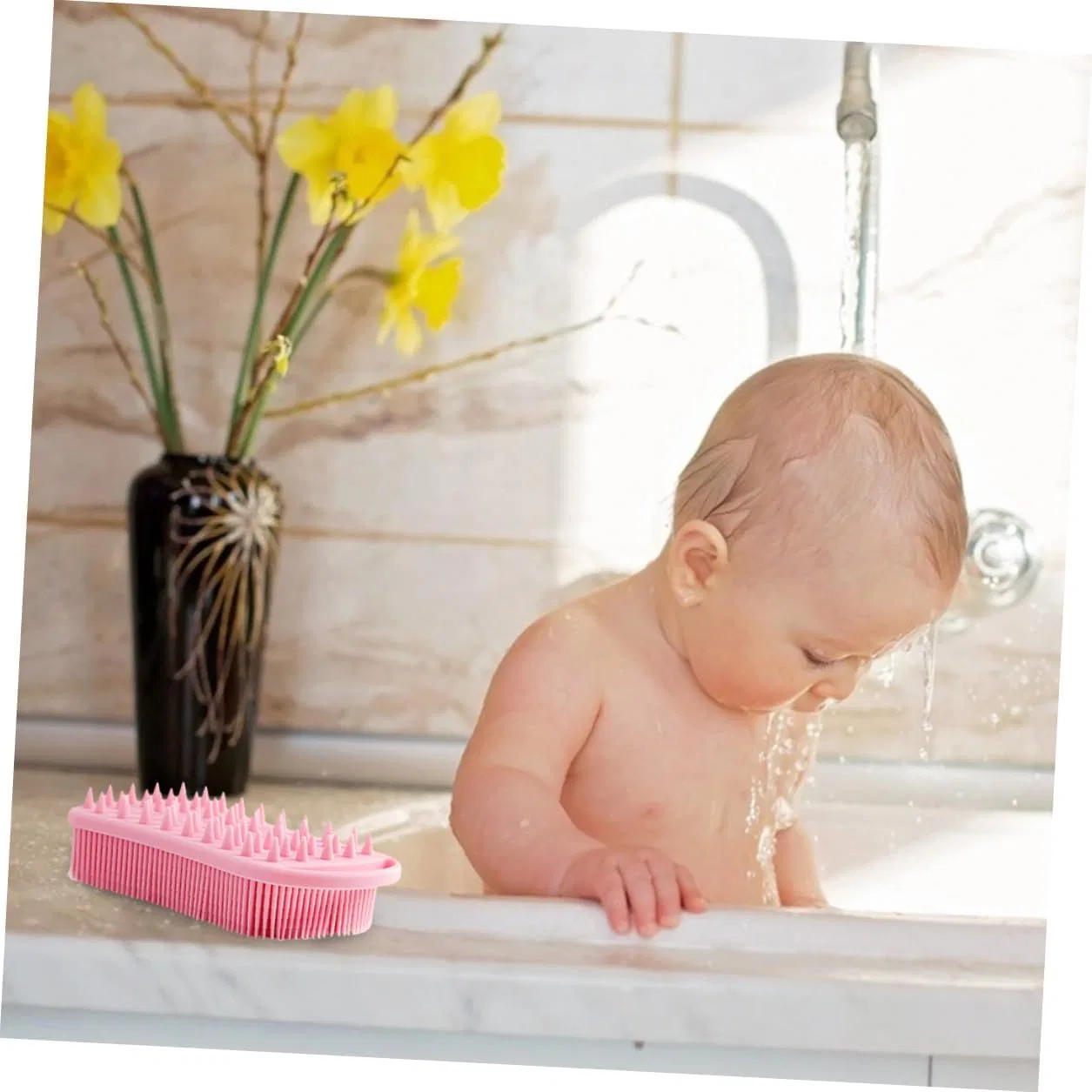 Щетка для тела силиконовая двойная, STOBAZA, 1 шт, 14.2x7x3.6 см, Pink — фото 4