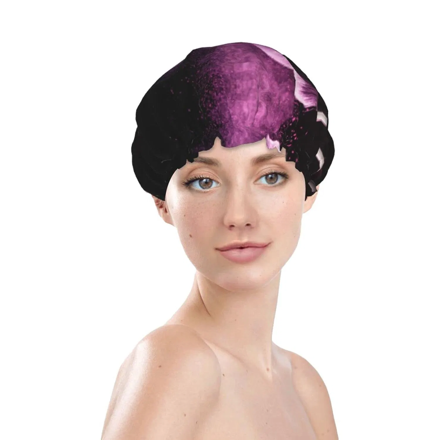 Шапочка для душа с принтом Purple Brush, Oudrspo, водонепроницаемая — фото 3
