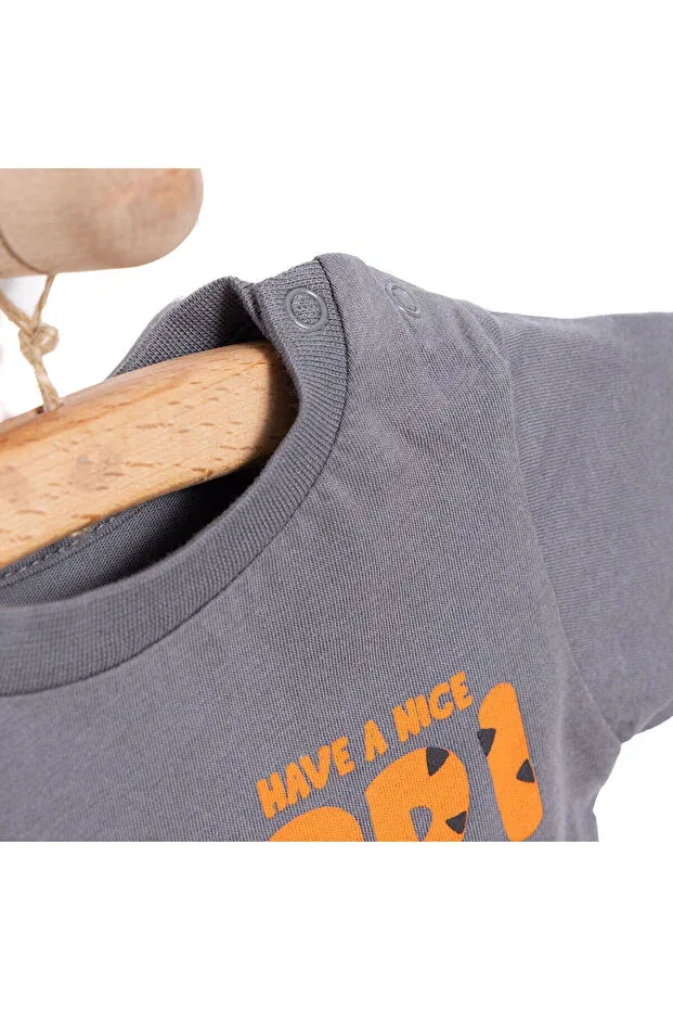 Детская футболка для мальчиков с принтом Hellobaby Ebebek Hello Baby, Dark Gray — фото 3