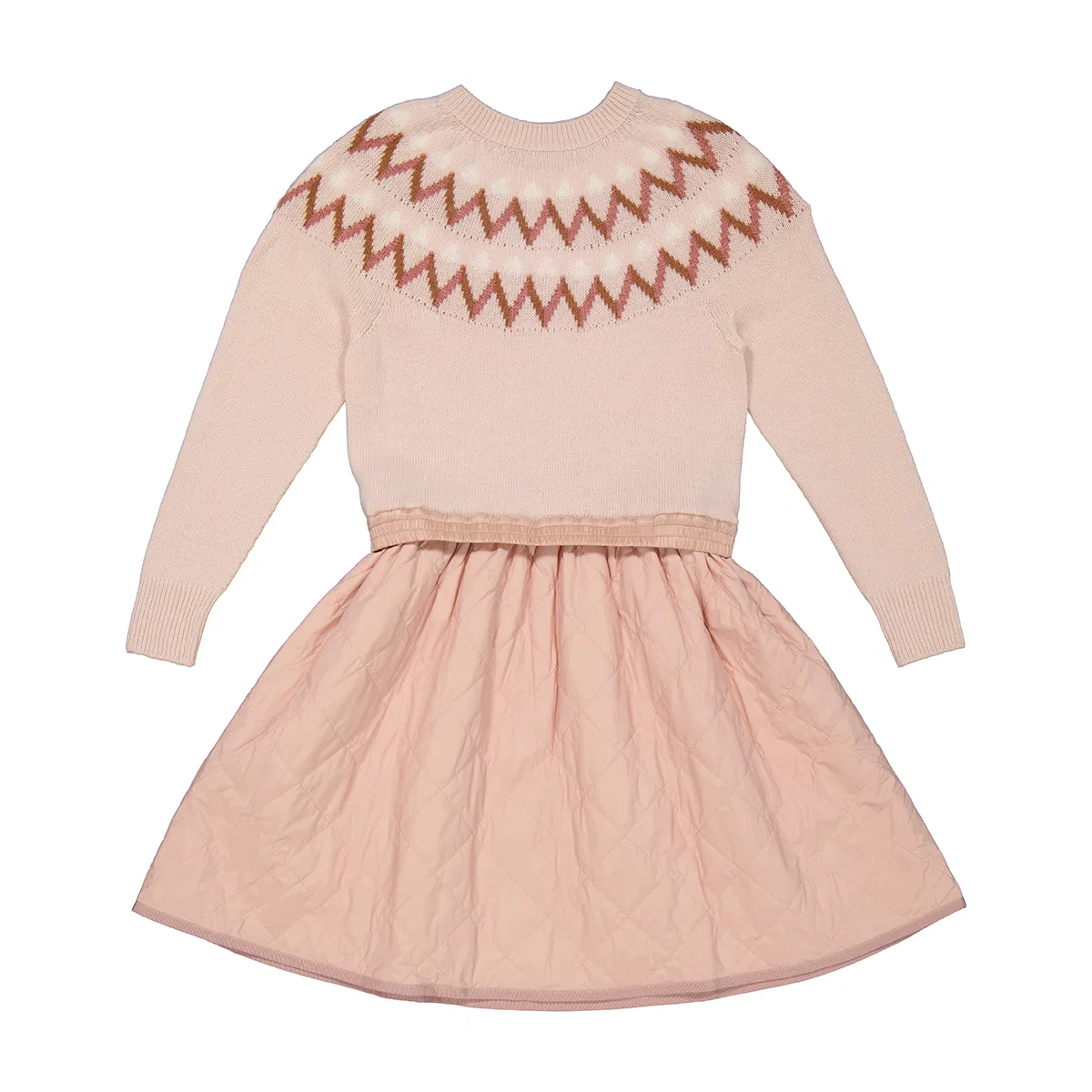 Платье мини с норвежским узором Moncler, Light Pink — фото 2
