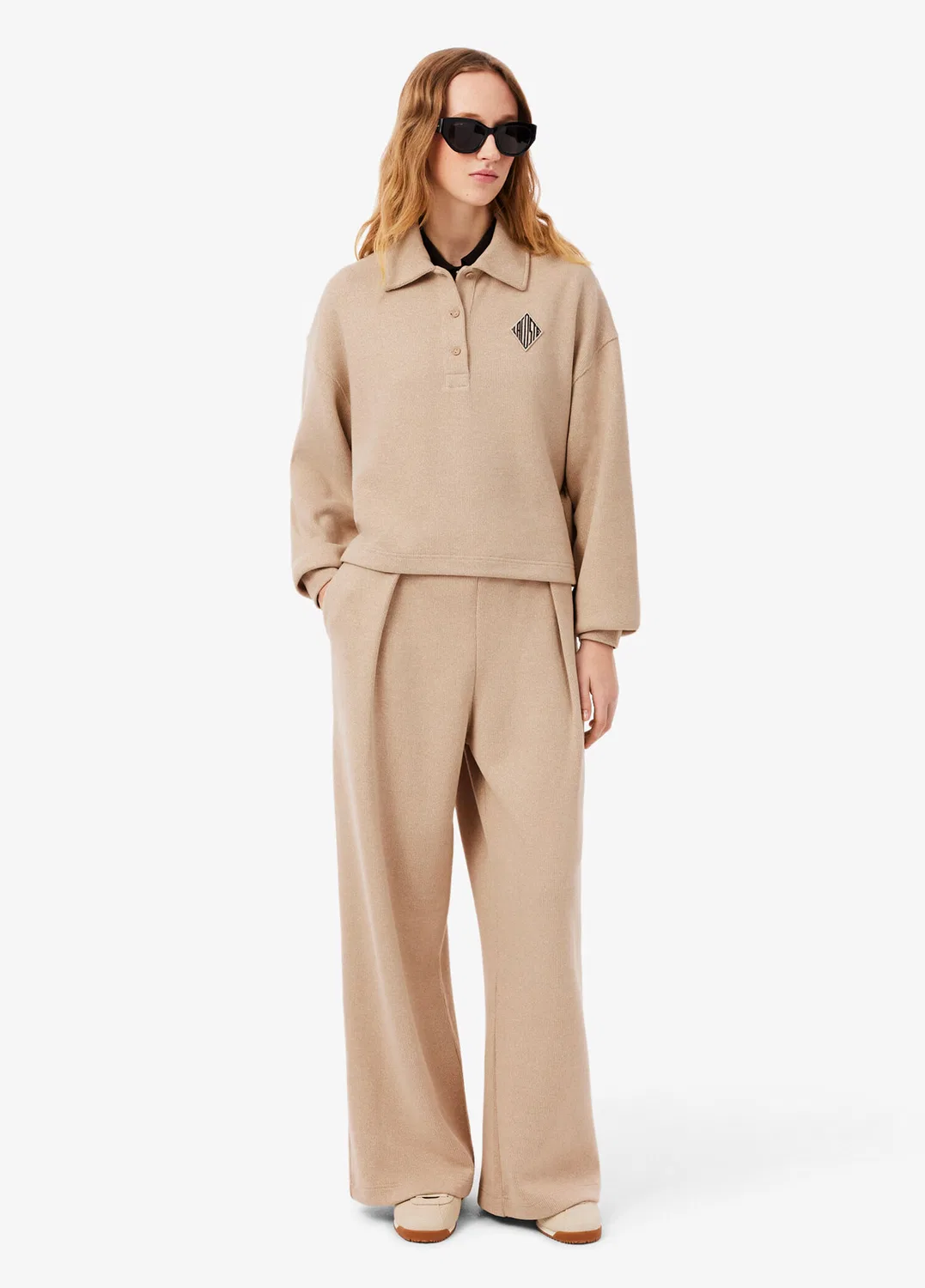 Штаны спортивные Lacoste Oversize Fit Bej-4KI, бежевые — фото 2