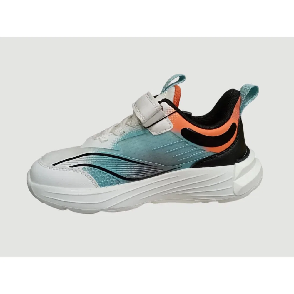 Детские спортивные кроссовки ортопедические с сеткой White Turquoise Orange Pepino — фото 3