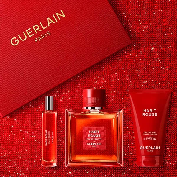 Набор для мужчин GUERLAIN Habit Rouge туалетная вода 100 мл и гель для душа 75 мл Cofre Habit Rouge — фото 2