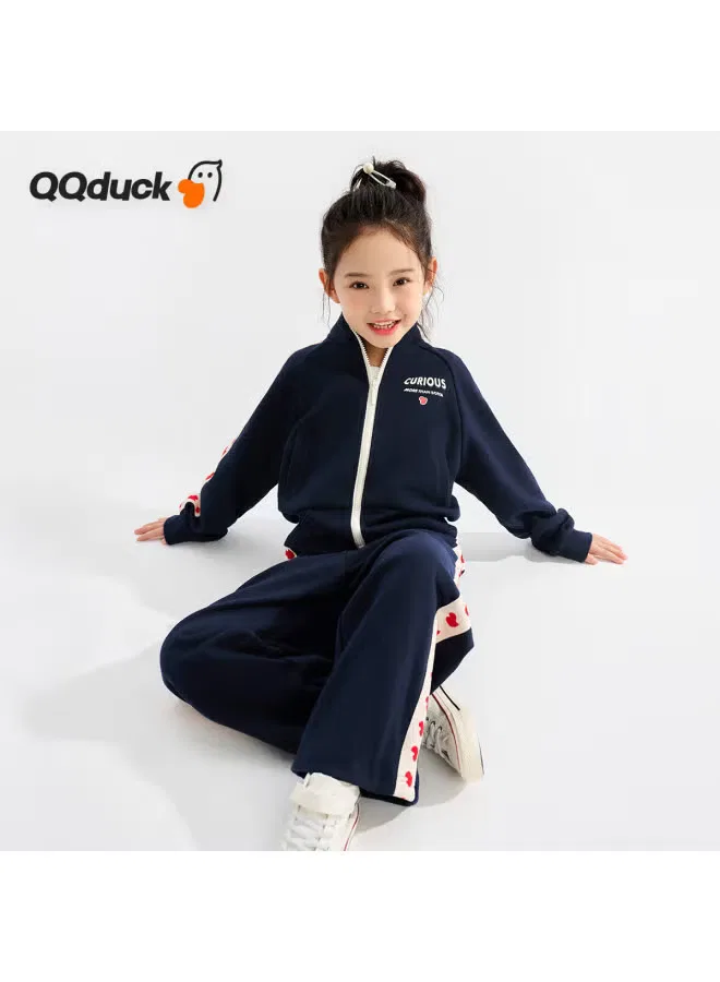 Комплект спортивный с принтом сердечко и утенок Qq Duck, темно-синий