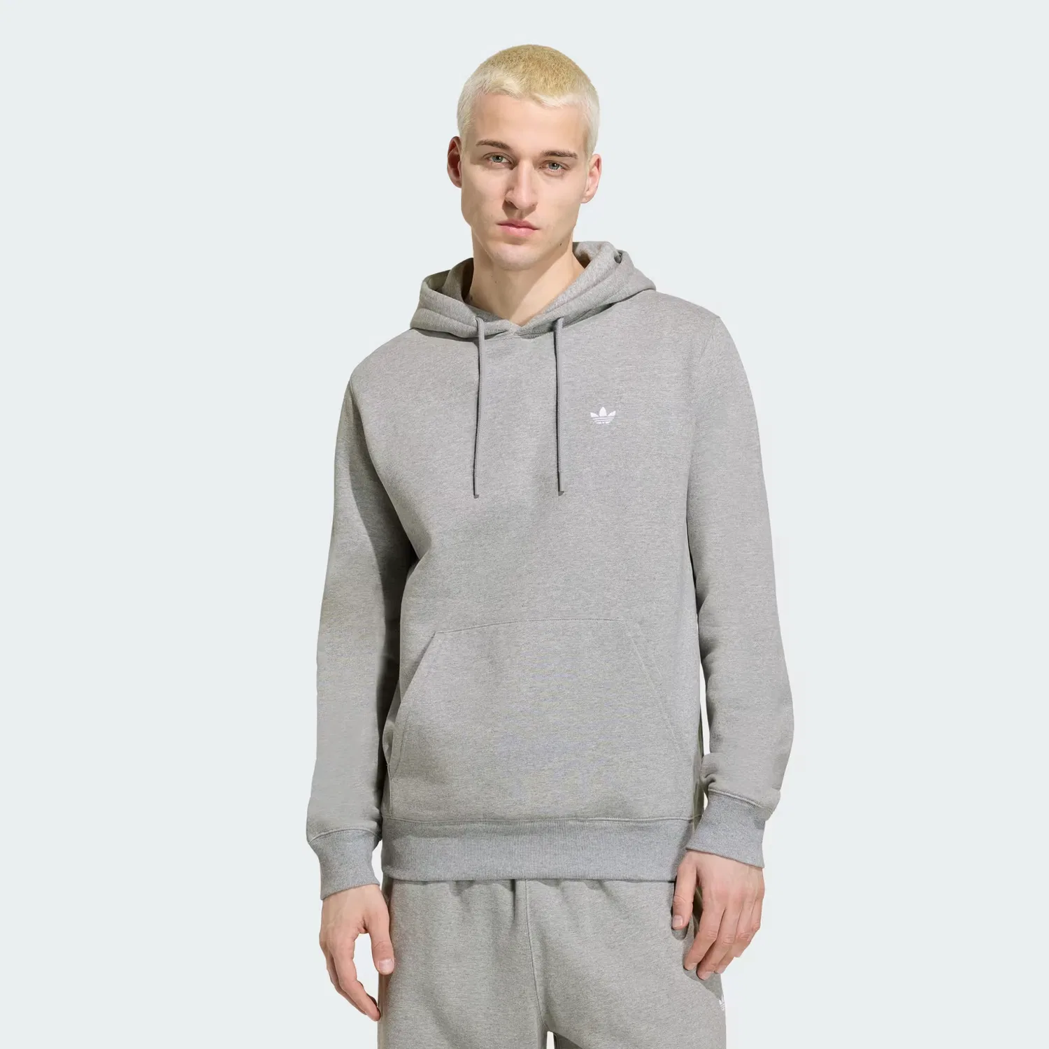 Мужское худи с вышитым логотипом Trefoil Essentials Adidas Originals, серый меланж