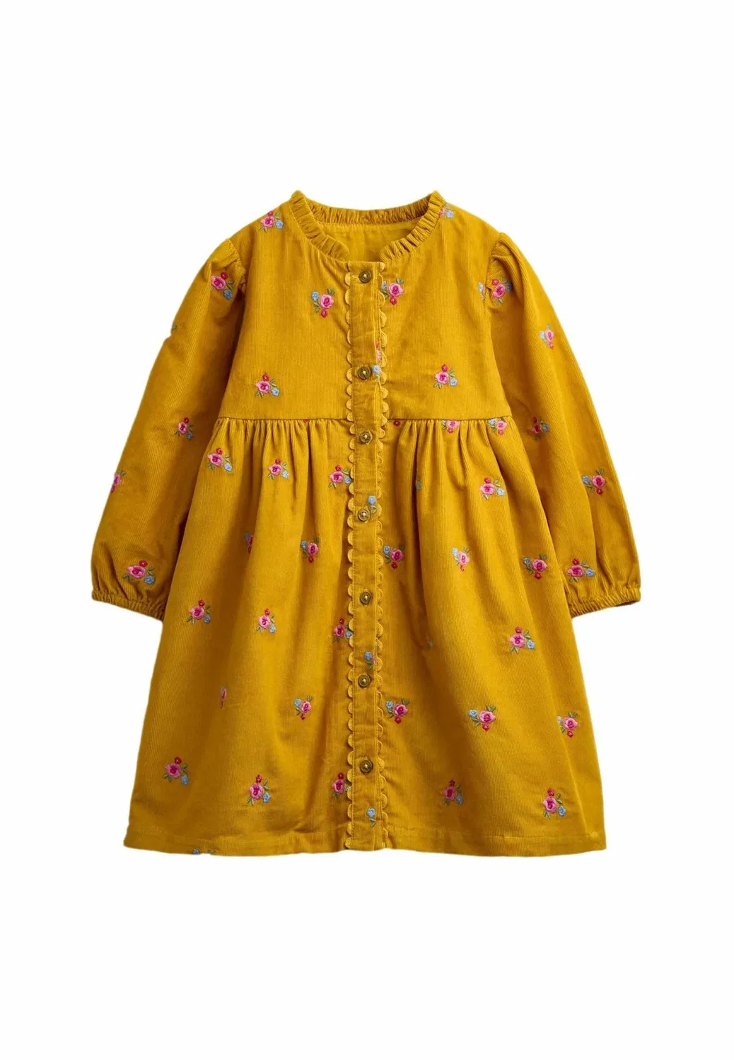 Платье из вышитого шнура - повседневное платье Jojo Maman Bébé, Mustard Yellow Floral