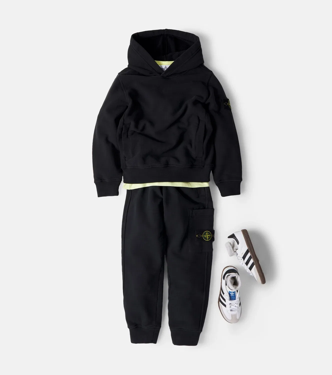 Худи из хлопка с капюшоном Stone Island Junior, черный — фото 2