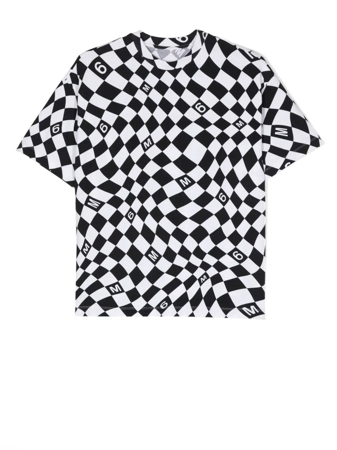 Футболка с искаженной клеткой MM6 Maison Margiela, черный