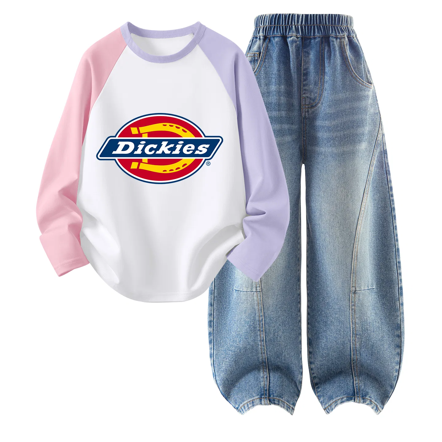 Детский комплект спортивной одежды с принтом Dickies, Pink Purple Denim Light Blue