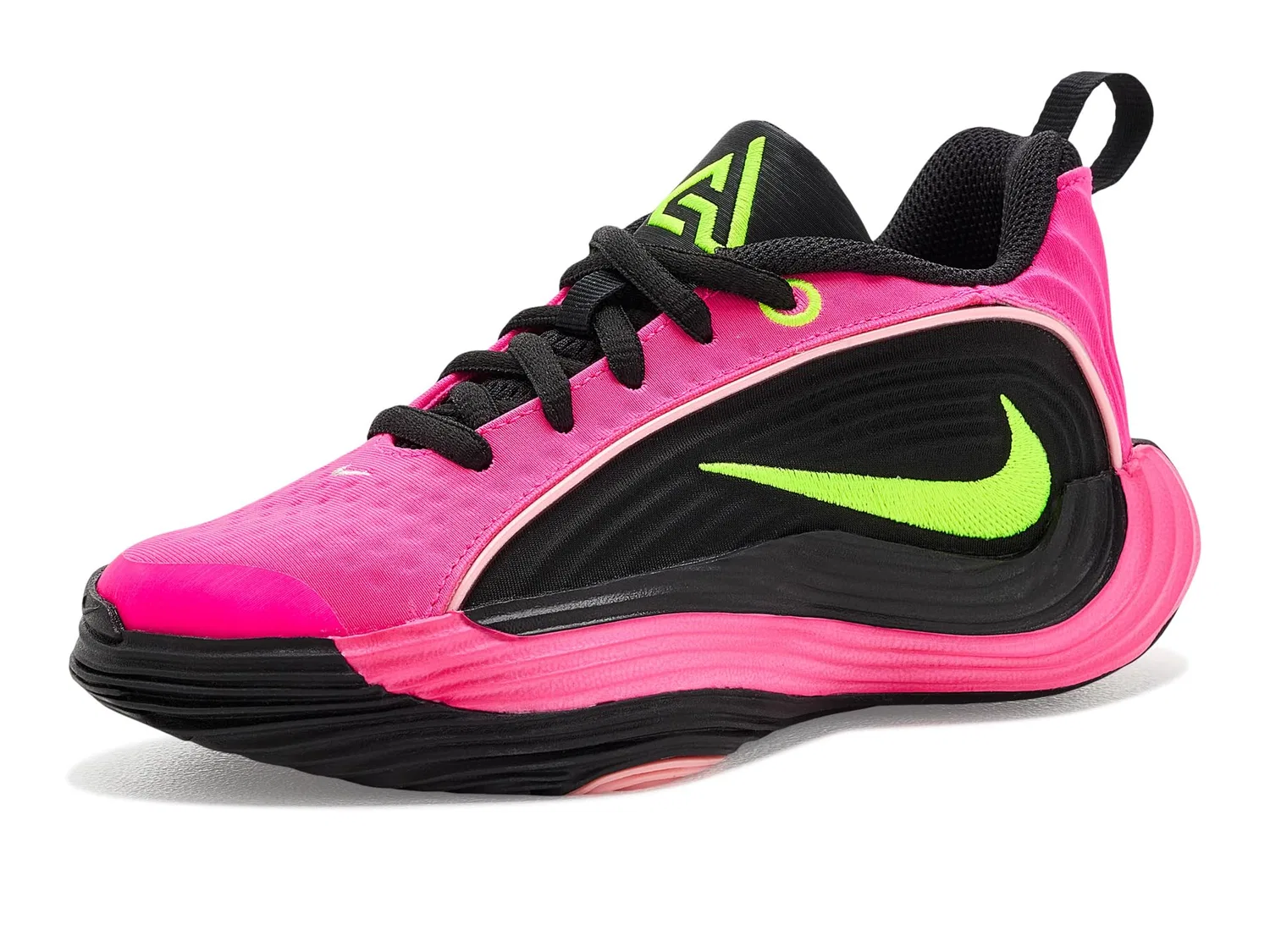 Кроссовки Giannis Immortality 5 (для маленьких детей) Nike Kids, Hyper Pink/Volt/Oracle Pink/Black/Metallic Silver