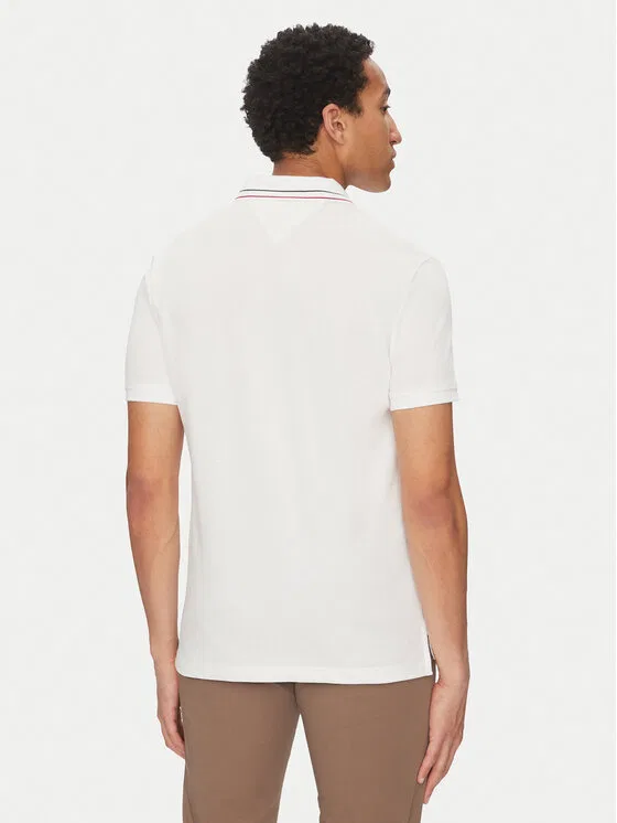 Поло regular fit Placket Interest Tommy Hilfiger, белый — фото 3
