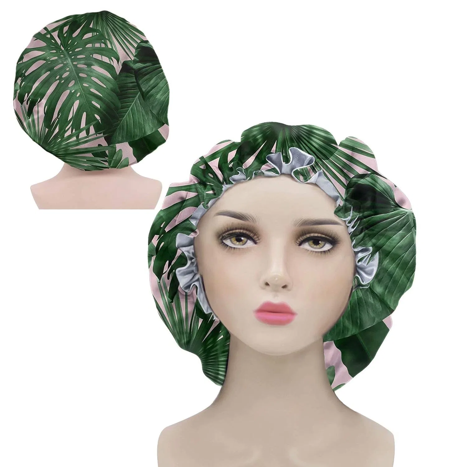 Шапочка для душа Satin Sleep Cap chaqlin, 1 шт, 37x37 см, Tropical Leaf Print