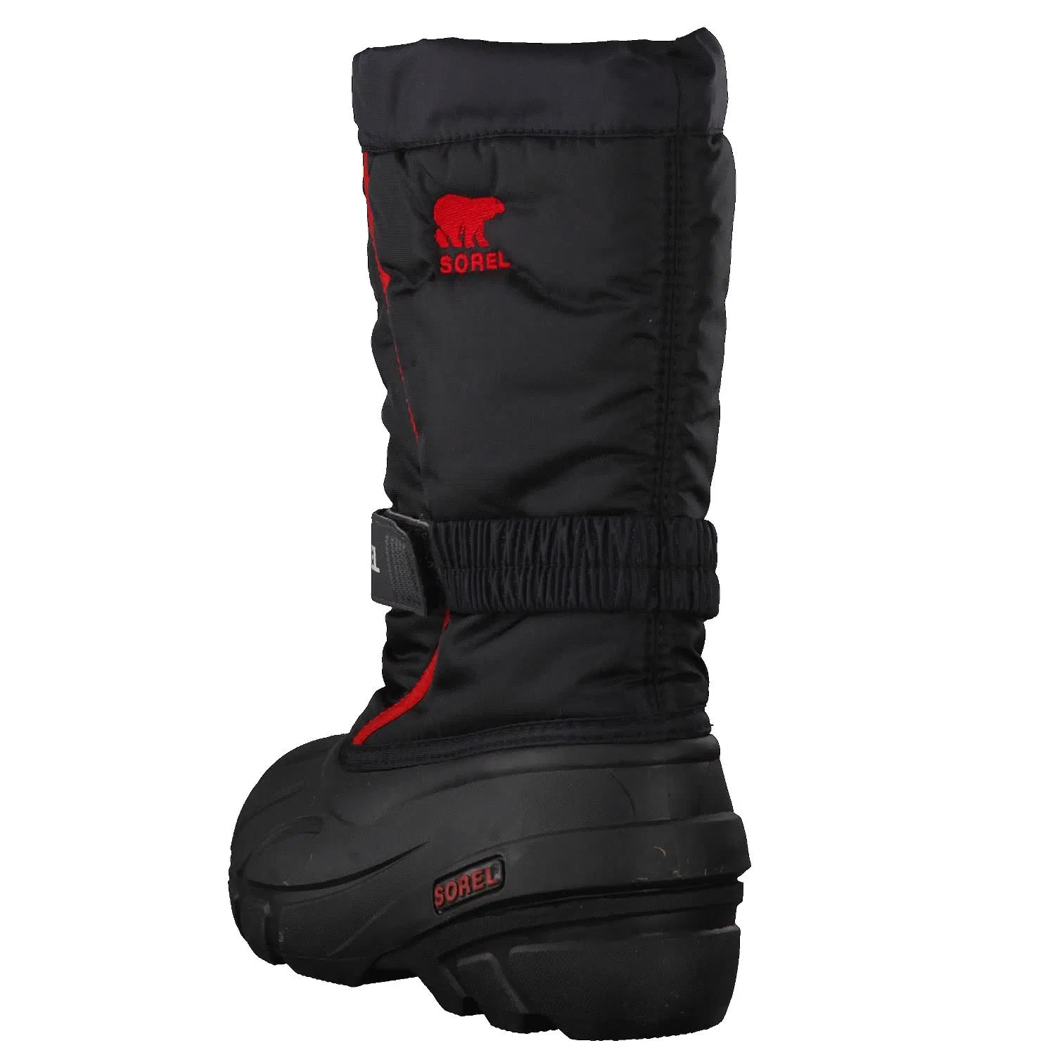 Детские зимние ботинки для девочек с принтом Flurry Sorel, Black Black X Bright Red F18 — фото 4