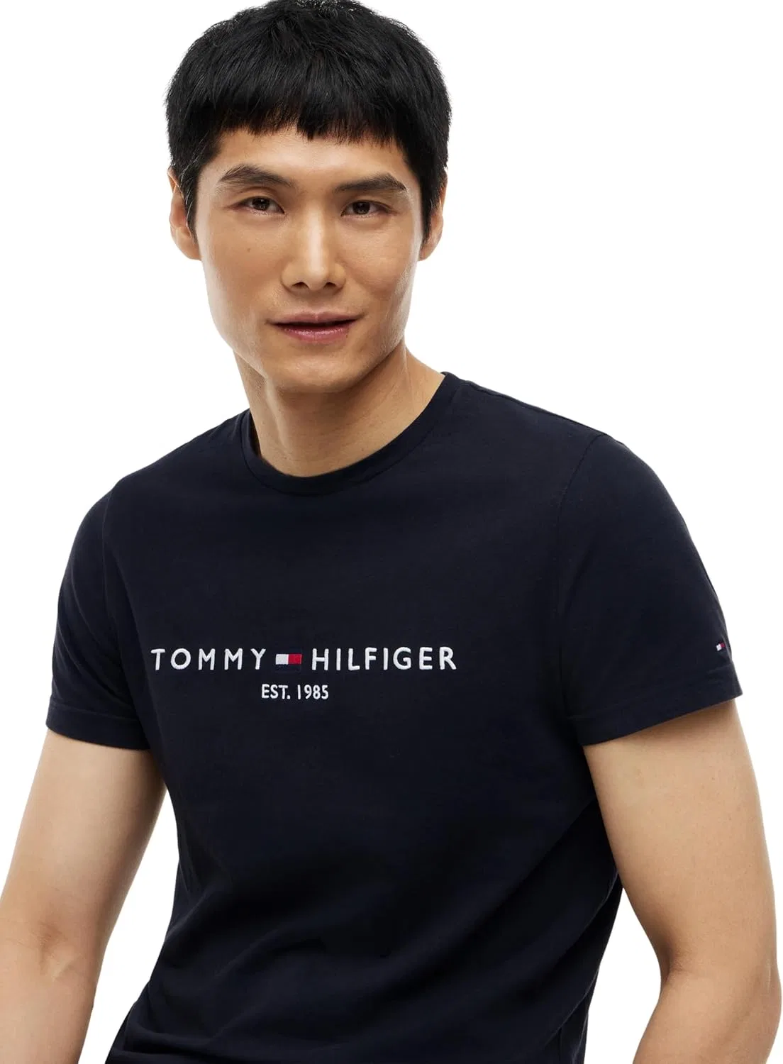 Мужская хлопковая футболка Core Tommy Logo Tee Tommy Hilfiger, Black — фото 3