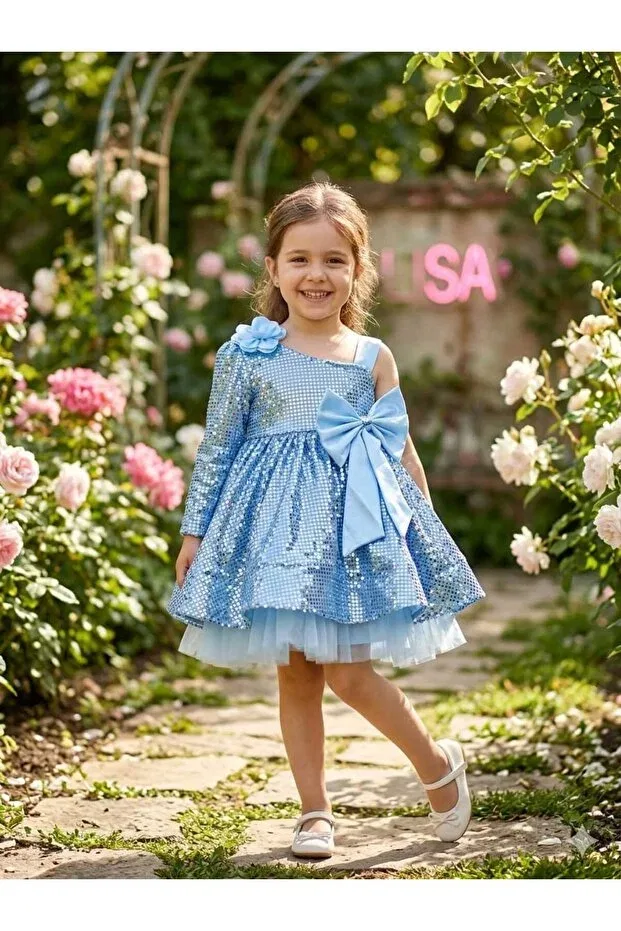 Детское платье для девочек с вышивкой Sequined tail Hisarpretty, Red — фото 3