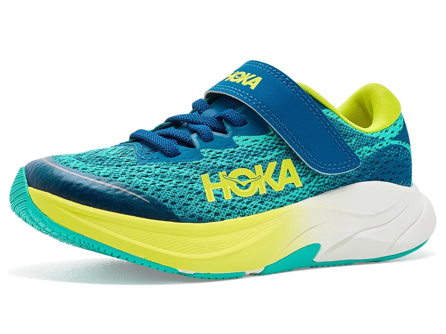 Кроссовки Rincon 4 (для маленьких детей) Hoka Kids, Electric Aqua/Neon Hoka Citrus