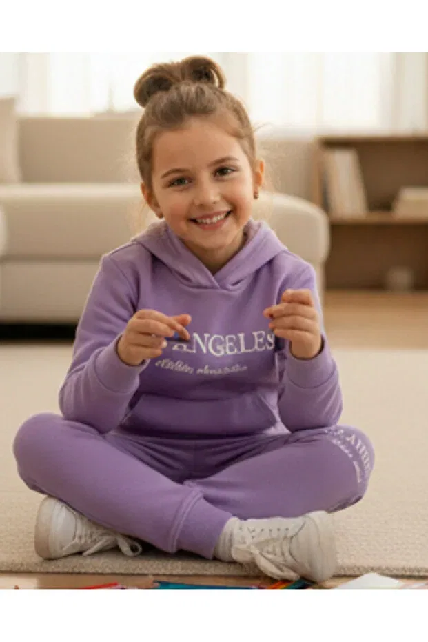 Детский спортивный комплект для девочек с принтом Fancykidsantalya, Lilac — фото 3