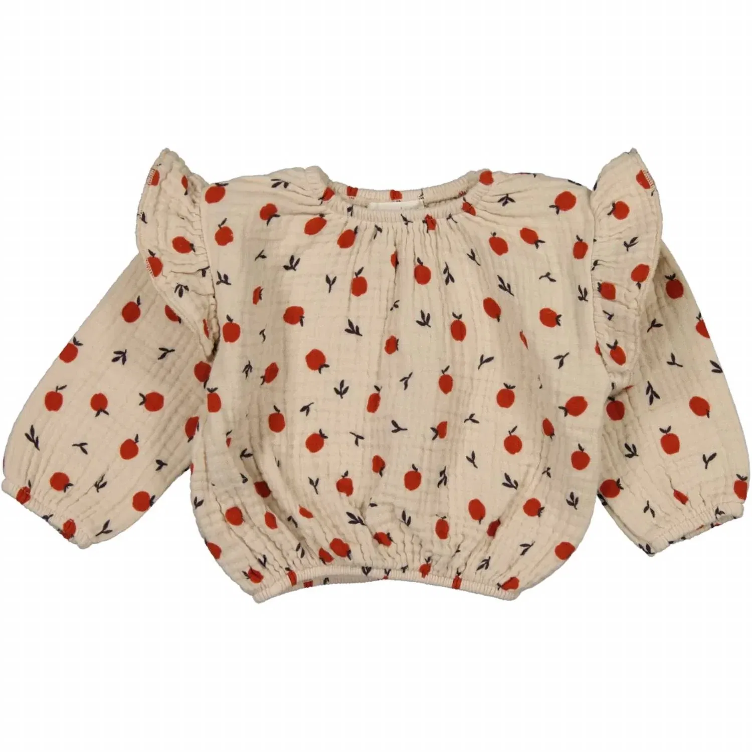 Детская блузка для девочек с принтом яблок Apple Printed Muslin Bean's barcelona, White — фото 4