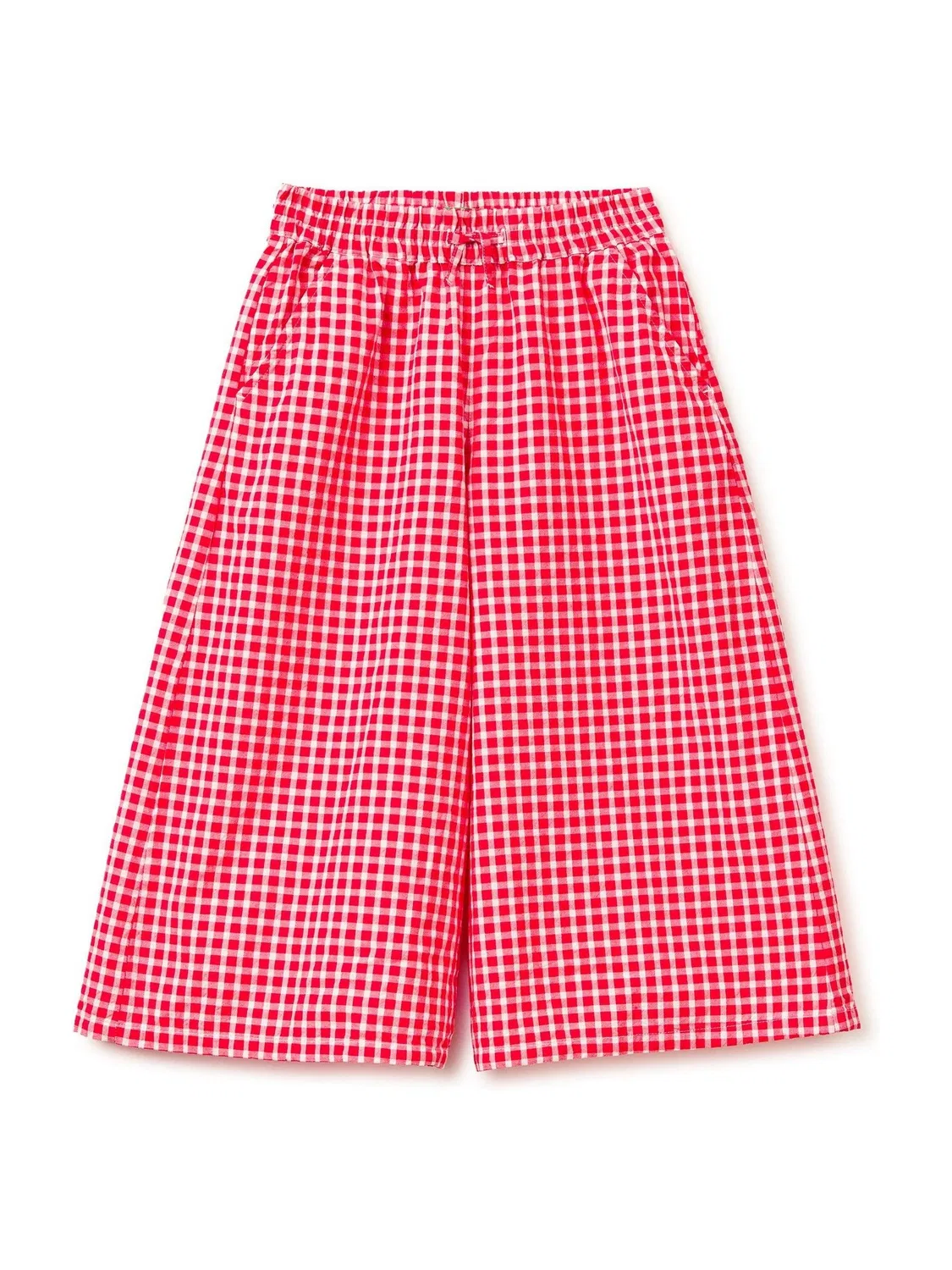 Брюки широкие в клетку Benetton, красные