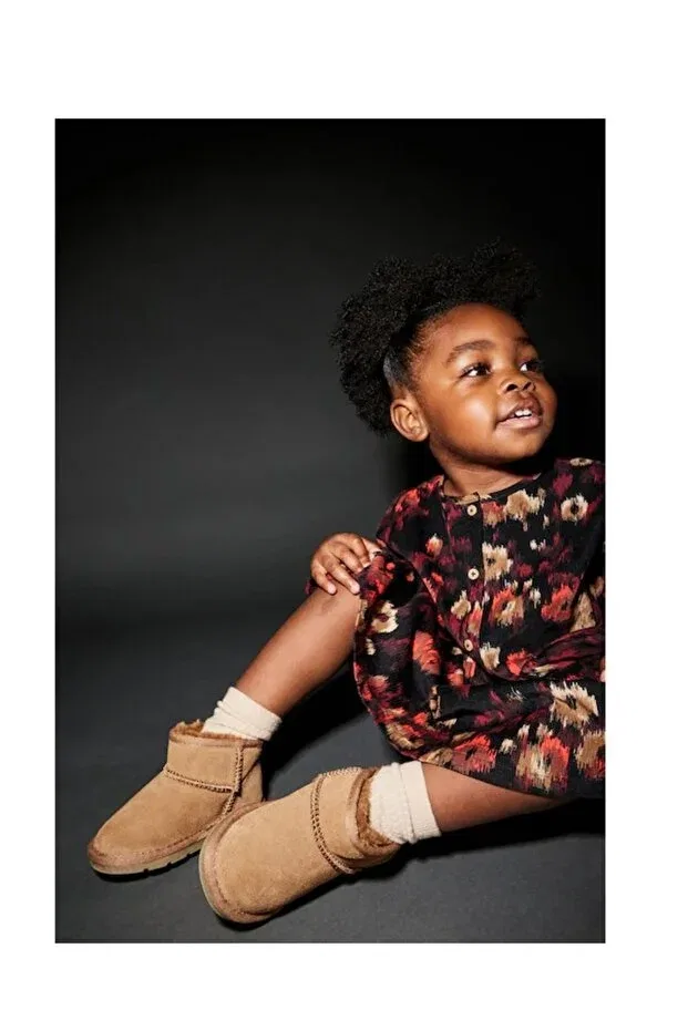 Детские ботинки для девочек водонепроницаемые Mini faux fur lined waterproof suede boots Next Baby, Brown
